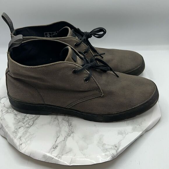 DR. MARTENS Mayport Lead Grey Twill Canvas Chukka Boot-12 - Picture 1 of 9